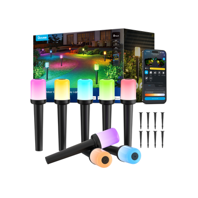 Govee Outdoor Cylinder Pathway Lights H3511 eight-light set, manufacturer photo